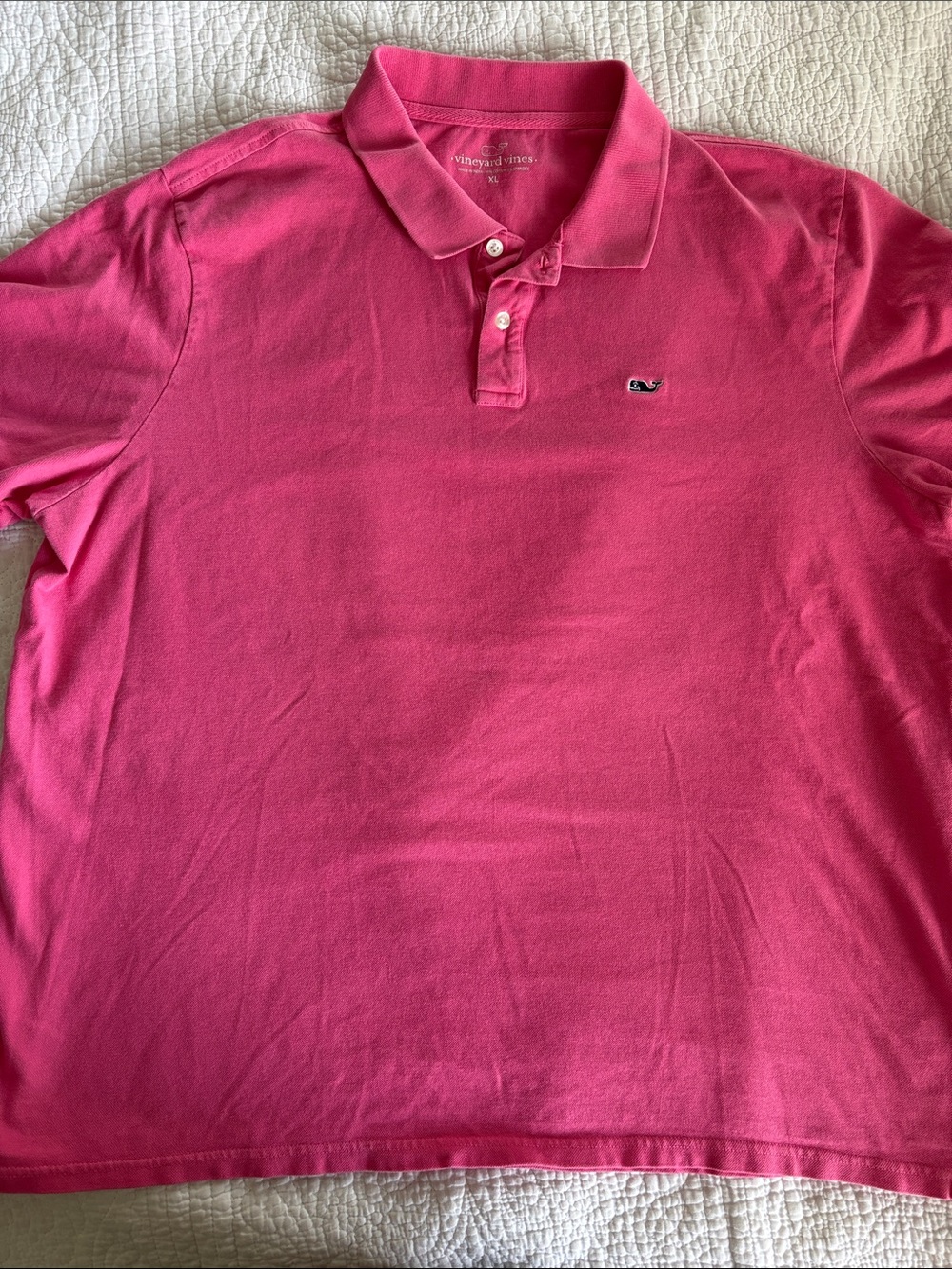 Vineyard Vines Men’s Hot Pink Polo with Whale Logo